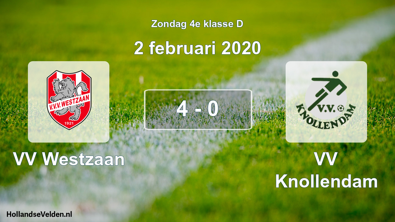 Total number of matches played: VV Westzaan - VV Knollendam 4 - 0 (2 February 2020)