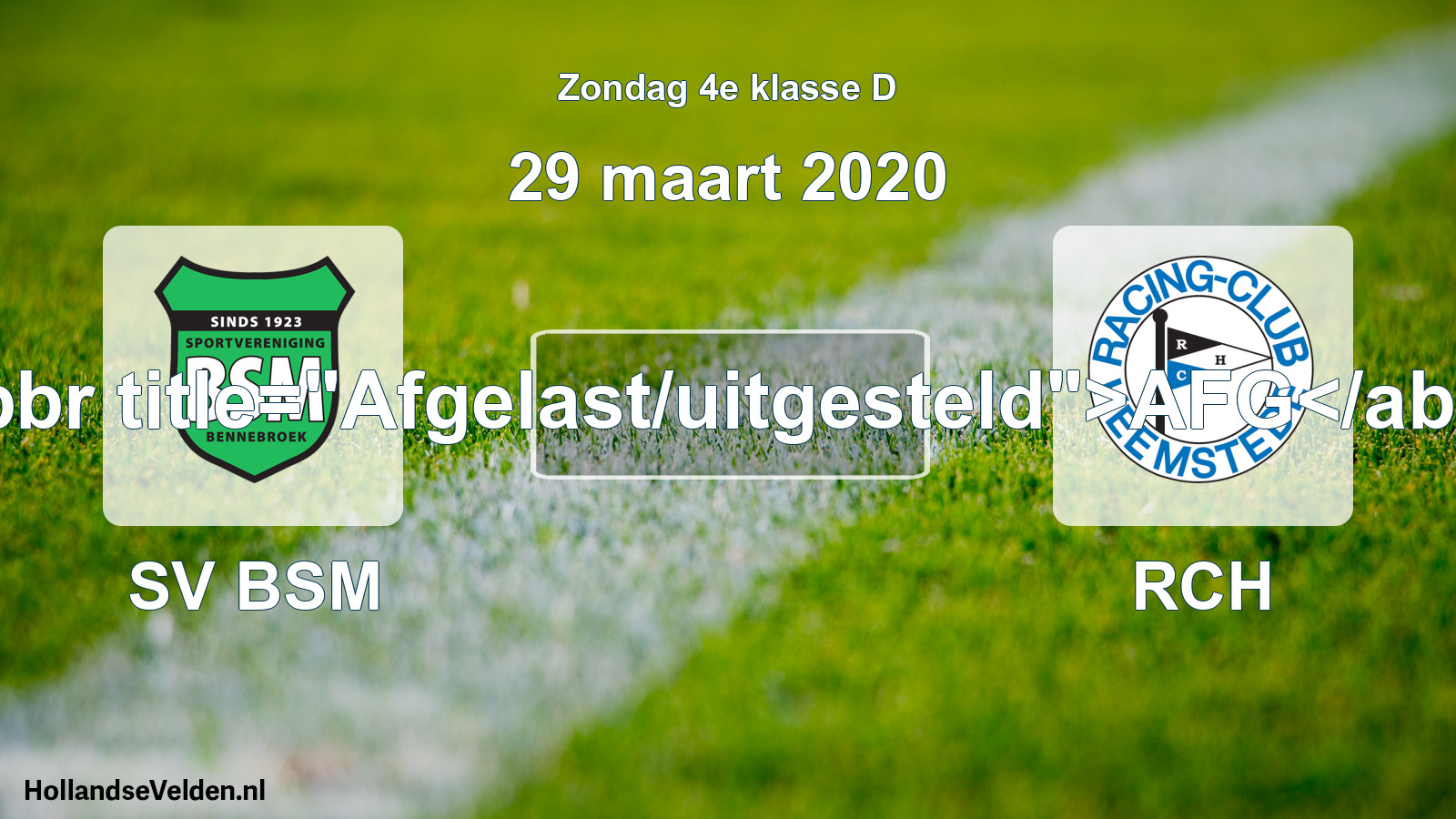 Scheduled Match: SV BSM - RCH (29 March 2020)