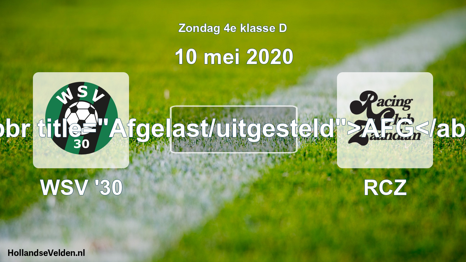 Scheduled Match: WSV '30 - RCZ (10 May 2020)
