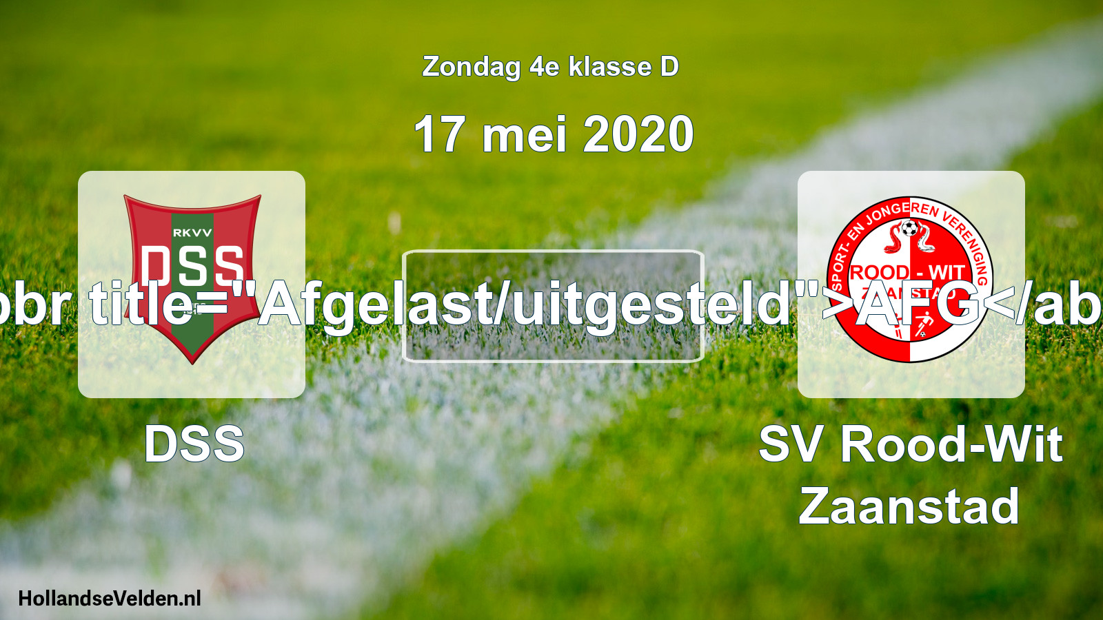 Scheduled Match: DSS - SV Rood-Wit Zaanstad (17 May 2020)