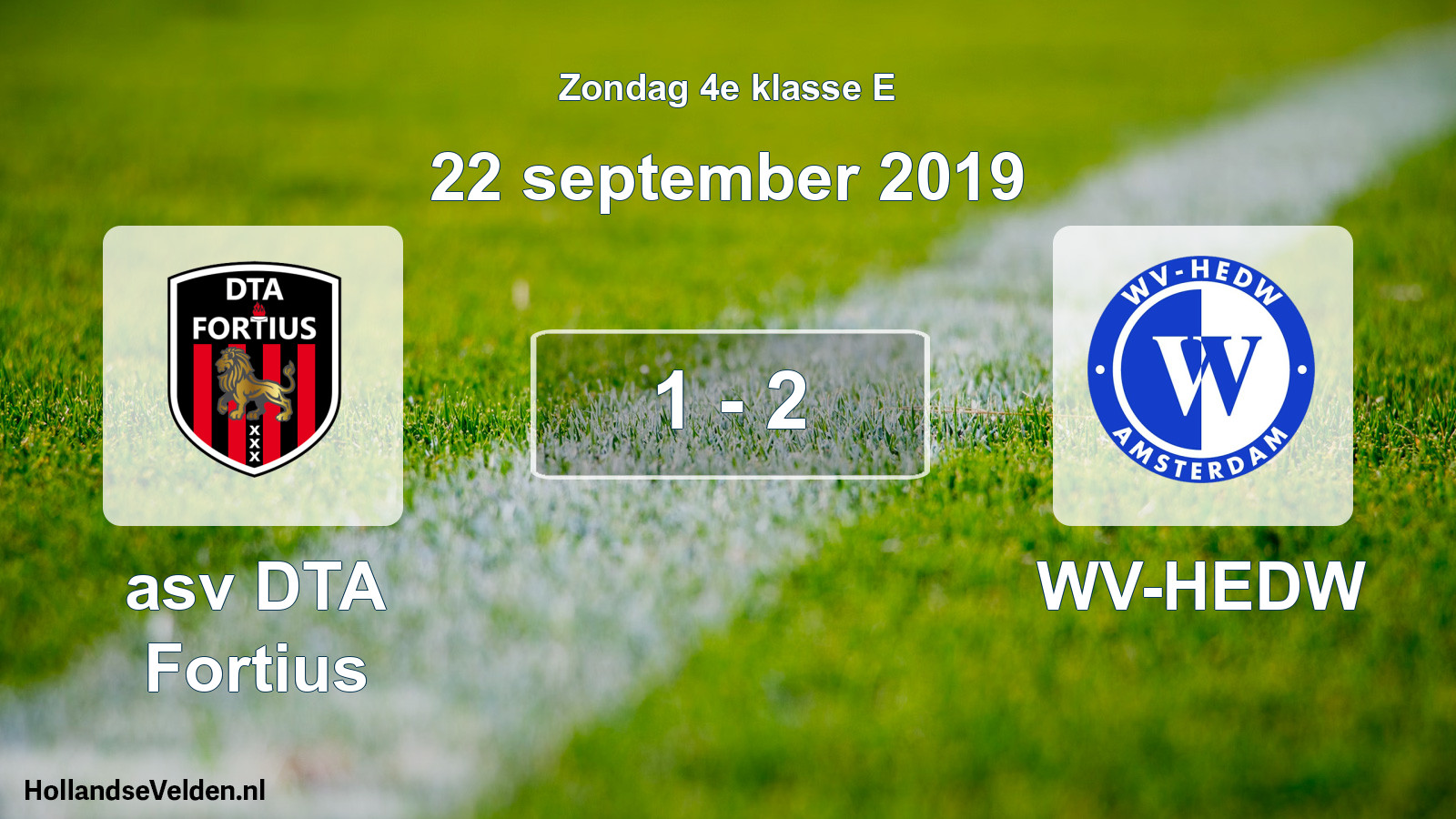 Total number of matches played: asv DTA Fortius - WV-HEDW 1 - 2 (22 September 2019)