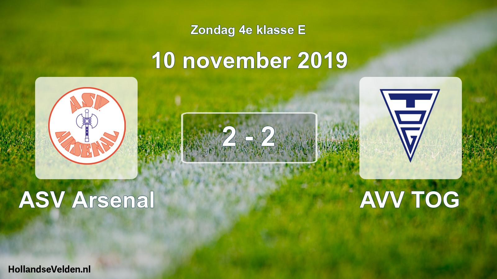Total number of matches played: ASV Arsenal - AVV TOG 2 - 2 (10 November 2019)