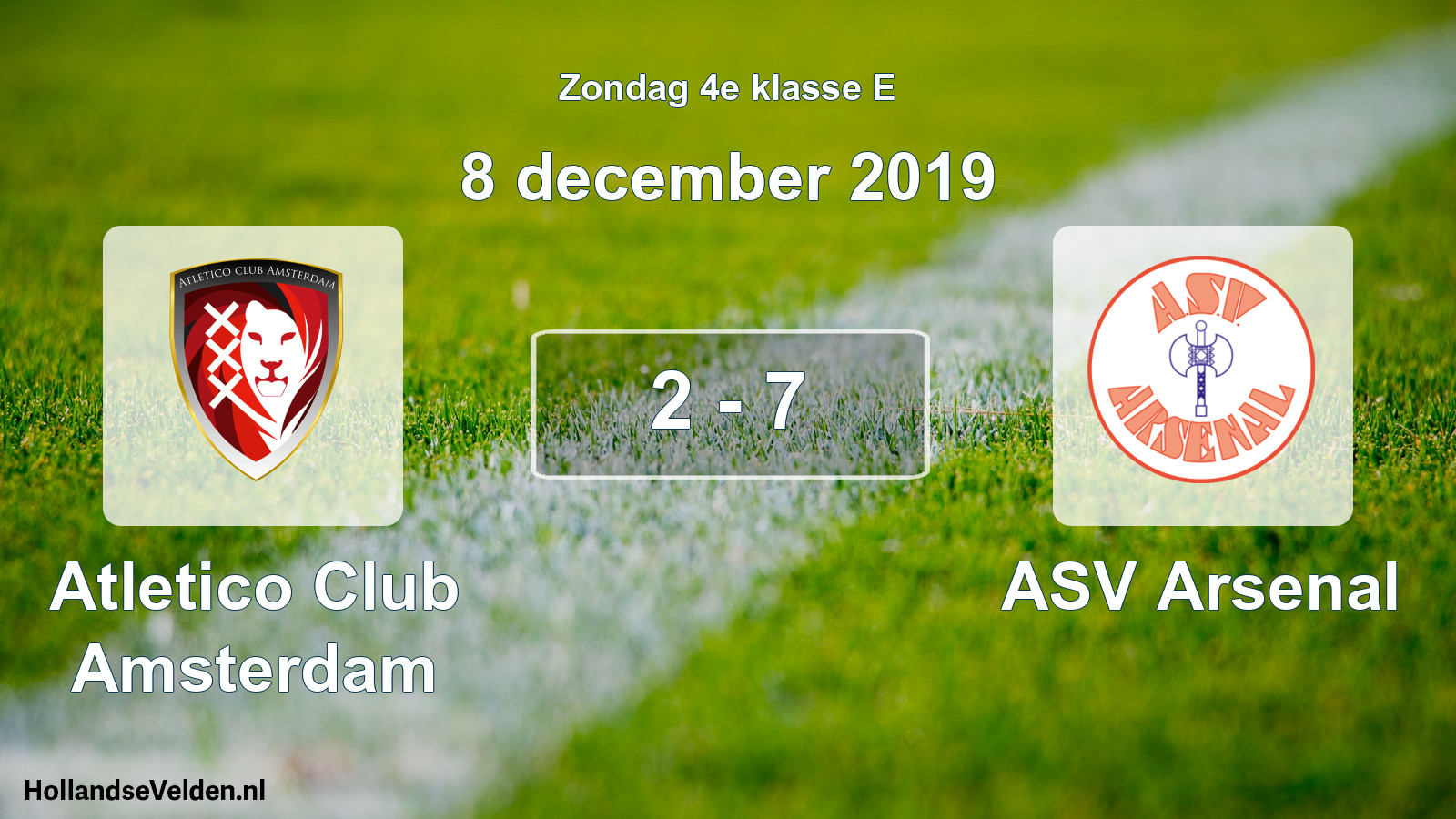 Total number of matches played: Atletico Club Amsterdam - ASV Arsenal 2 - 7 (8 December 2019)