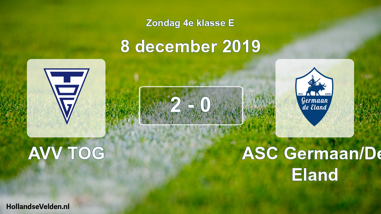 Total number of matches played: AVV TOG - ASC Germaan/De Eland 2 - 0 (8 December 2019)