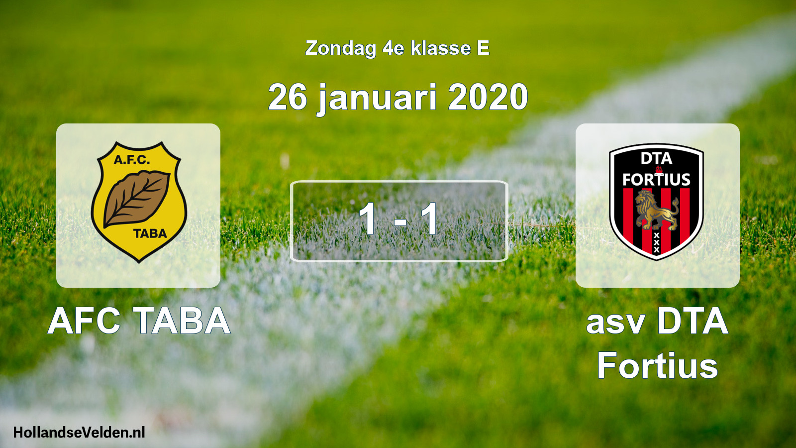 Total number of matches played: AFC TABA - asv DTA Fortius 1 - 1 (26 January 2020)