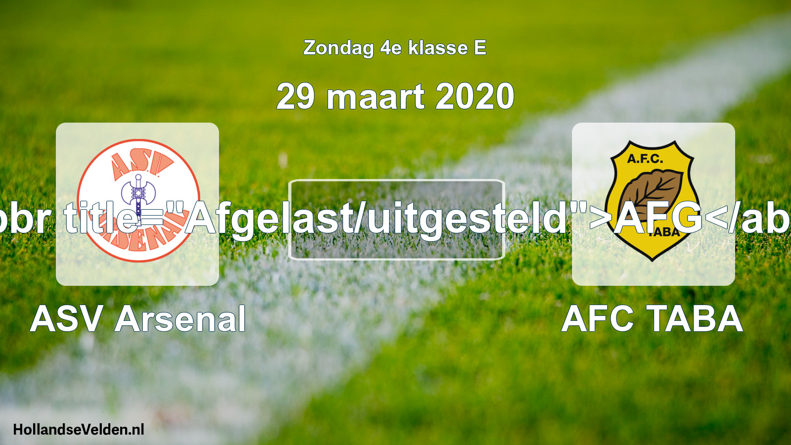 Scheduled Match: ASV Arsenal - AFC TABA (29 March 2020)