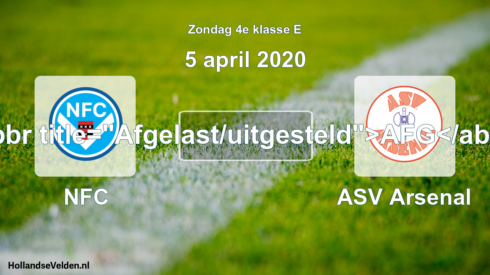 Scheduled Match: NFC - ASV Arsenal (5 April 2020)