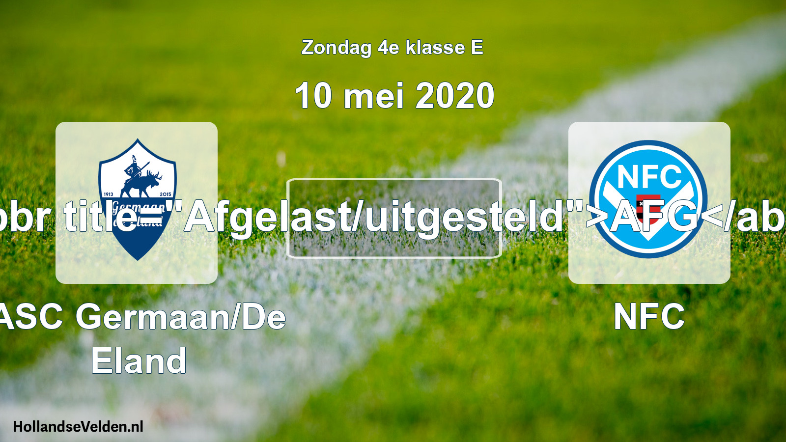 Scheduled Match: ASC Germaan/De Eland - NFC (10 May 2020)