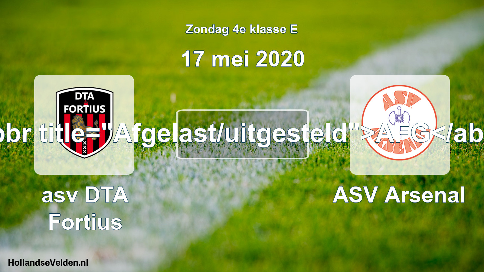 Scheduled Match: asv DTA Fortius - ASV Arsenal (17 May 2020)