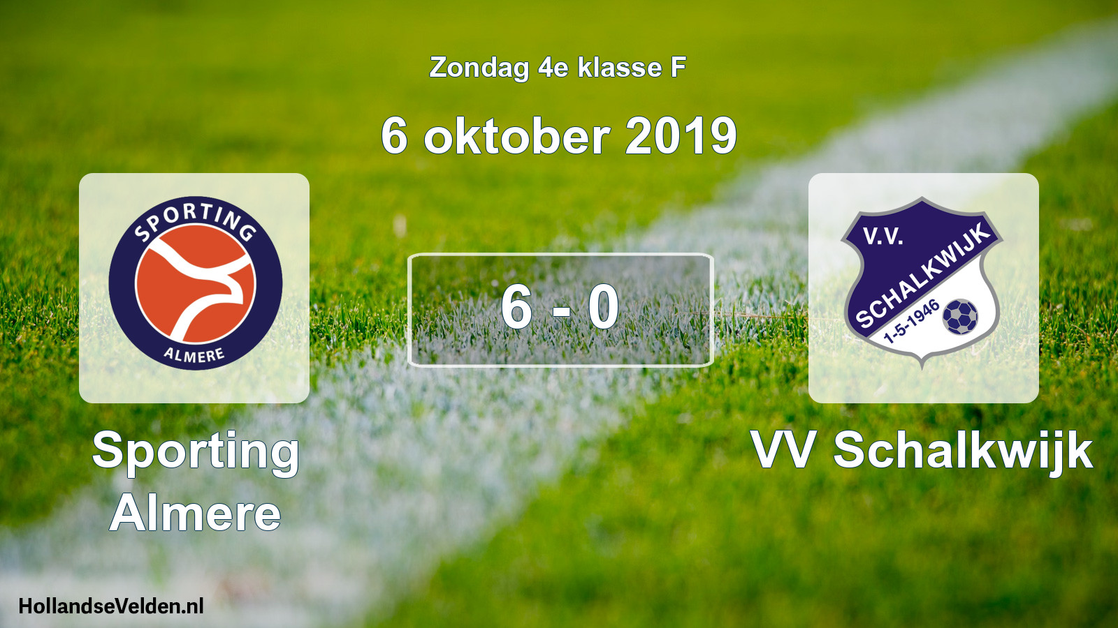 Total number of matches played: Sporting Almere - VV Schalkwijk 6 - 0 (6 October 2019)