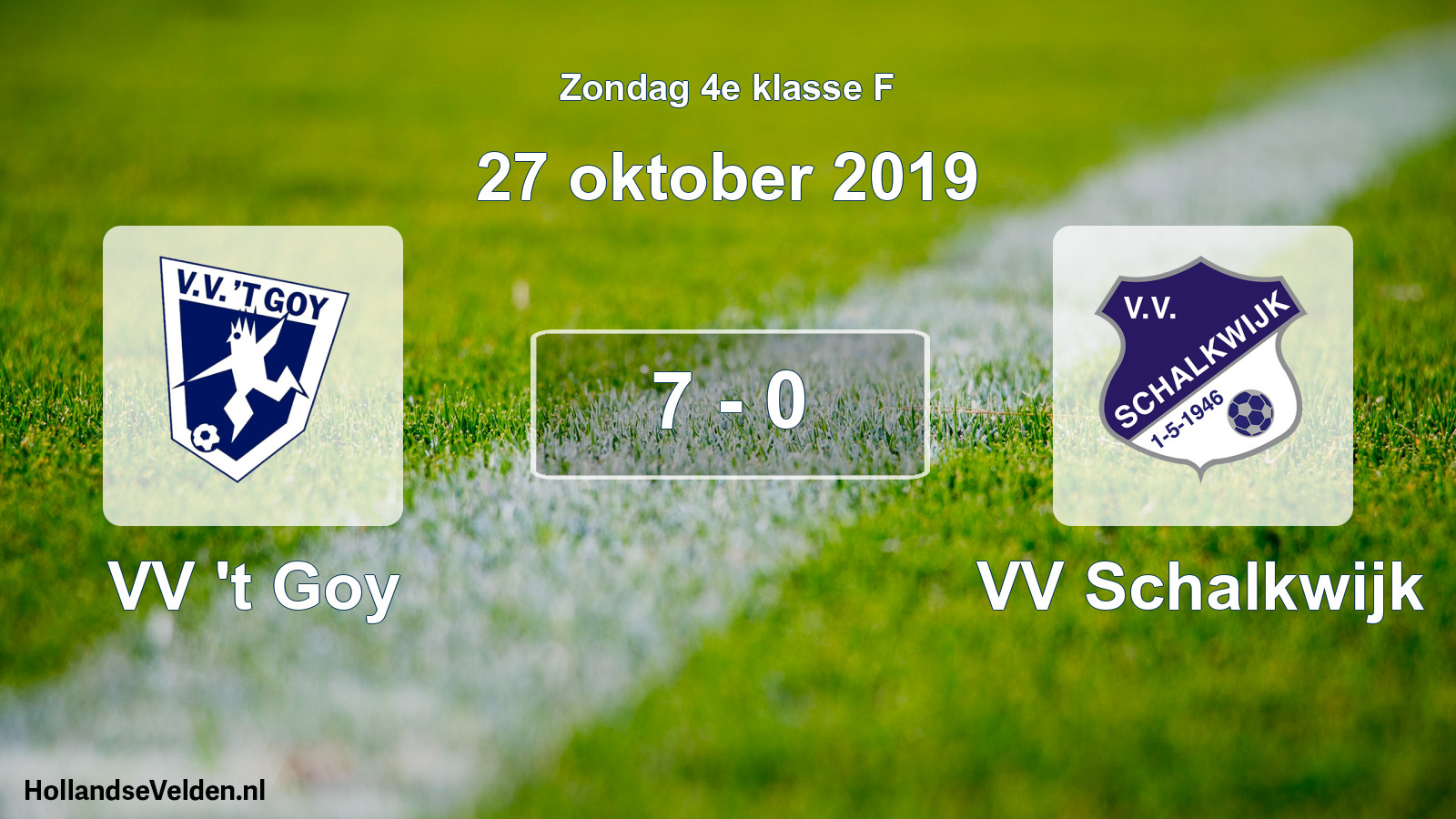 Total number of matches played: VV 't Goy - VV Schalkwijk 7 - 0 (27 October 2019)