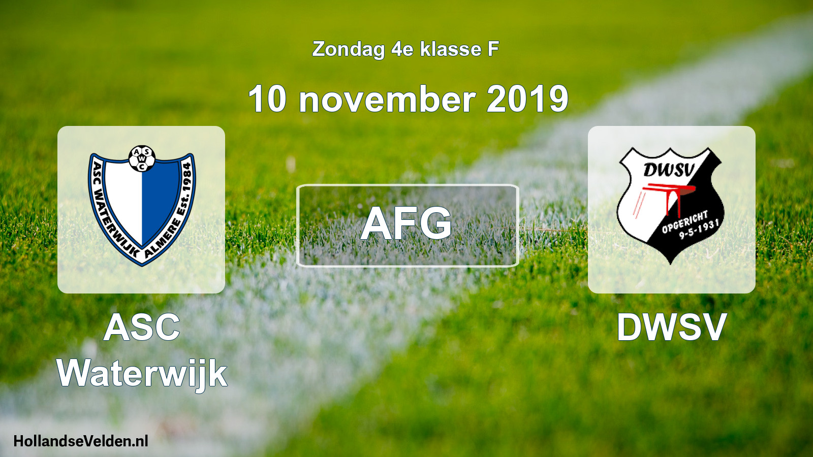 Scheduled Match: ASC Waterwijk - DWSV (10 November 2019)