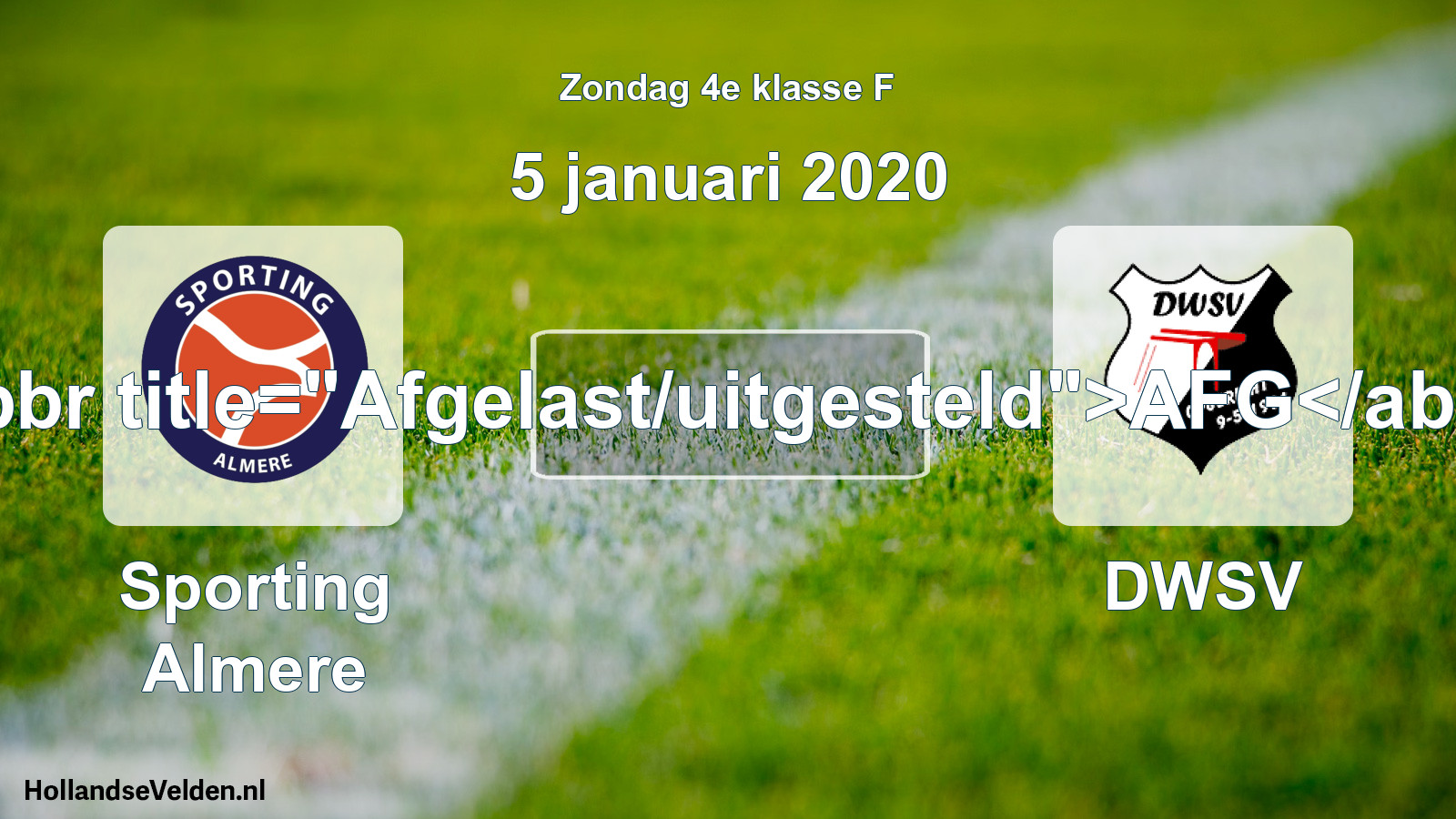 Scheduled Match: Sporting Almere - DWSV (5 January 2020)