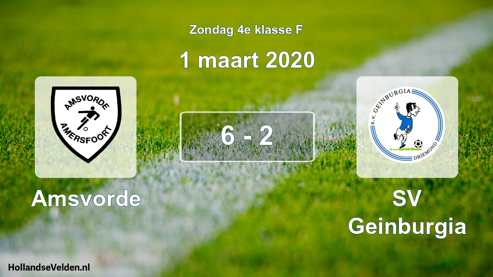 Total number of matches played: Amsvorde - SV Geinburgia 6 - 2 (1 March 2020)