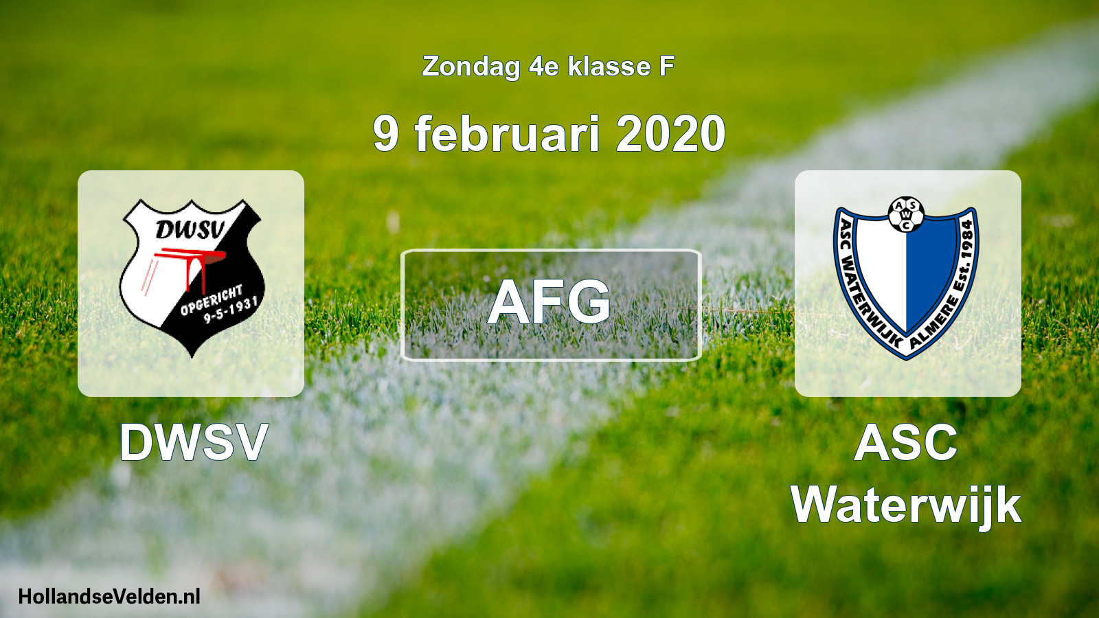 Scheduled Match: DWSV - ASC Waterwijk (9 February 2020)