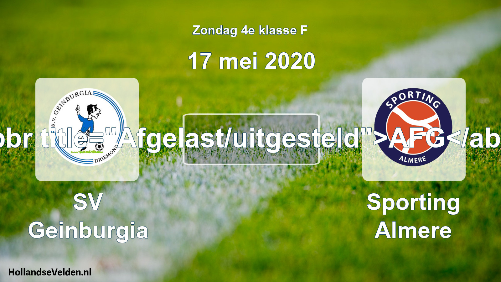Scheduled Match: SV Geinburgia - Sporting Almere (17 May 2020)