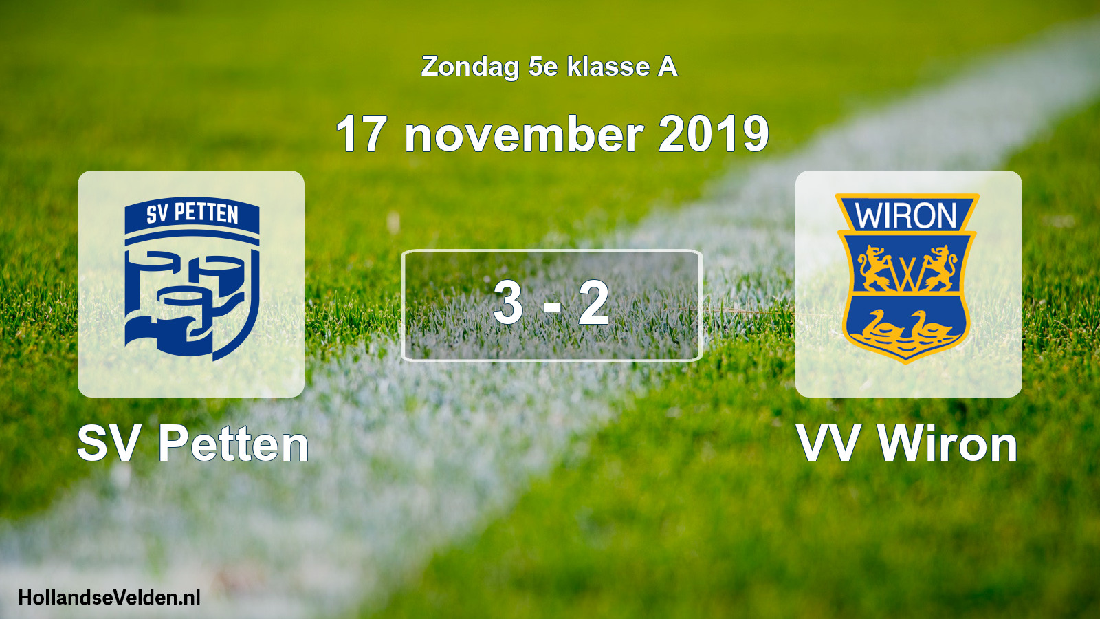 Total number of matches played: SV Petten - VV Wiron 3 - 2 (17 November 2019)