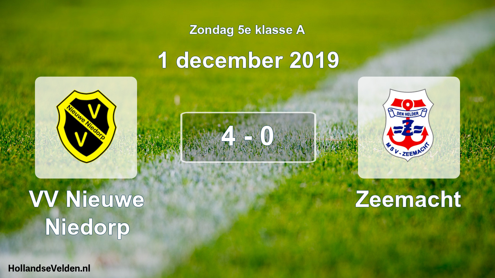 Total number of matches played: VV Nieuwe Niedorp - Zeemacht 4 - 0 (1 December 2019)