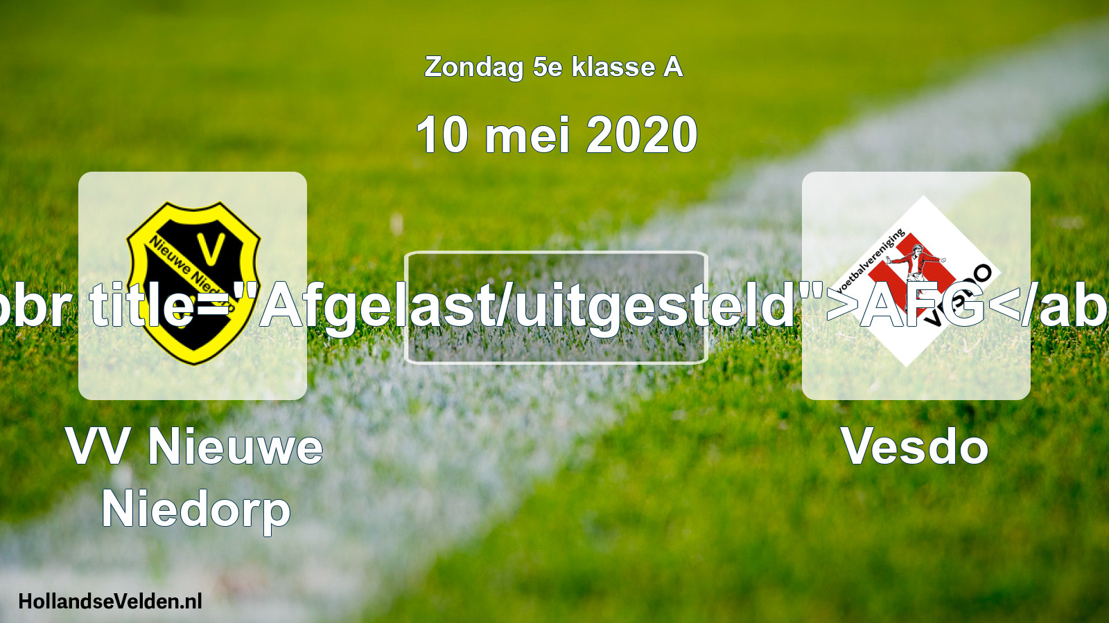Scheduled Match: VV Nieuwe Niedorp - Vesdo (10 May 2020)