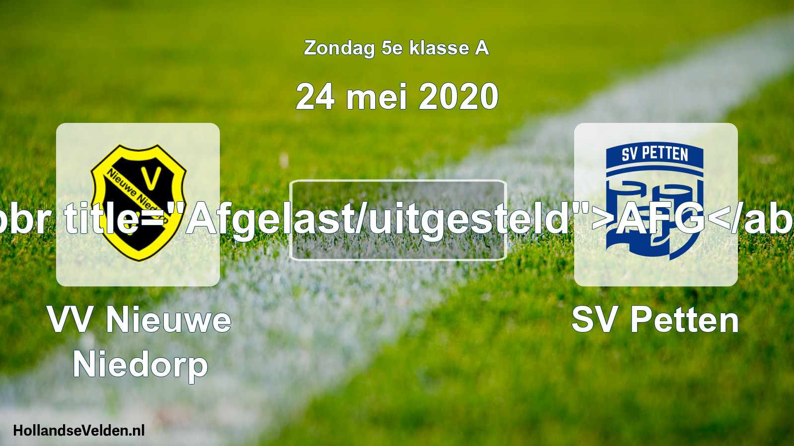 Scheduled Match: VV Nieuwe Niedorp - SV Petten (24 May 2020)