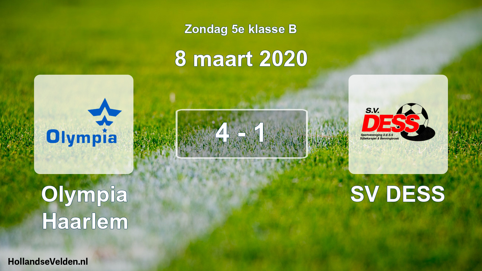 Total number of matches played: Olympia Haarlem - SV DESS 4 - 1 (8 March 2020)