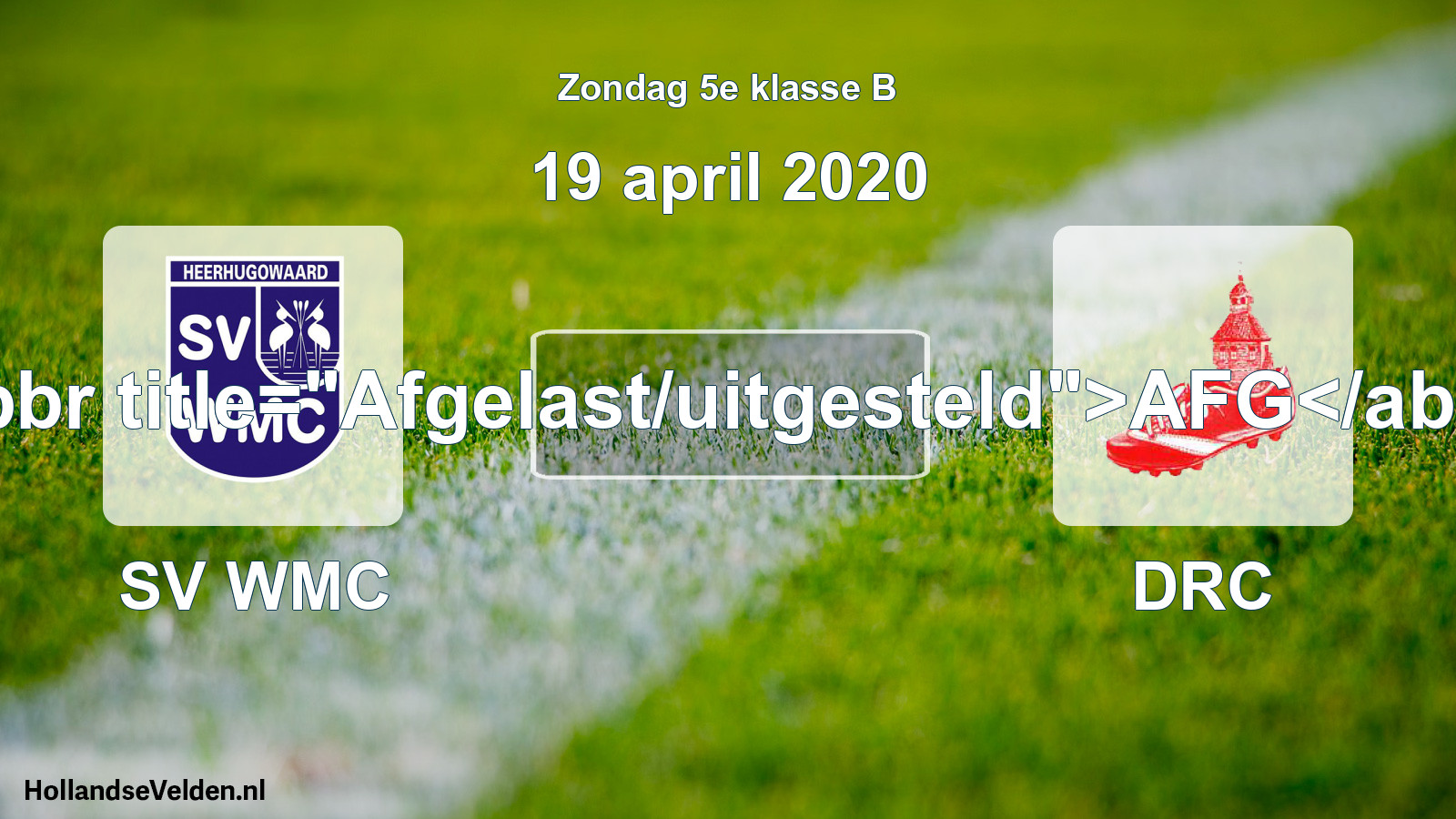 Scheduled Match: SV WMC - DRC (19 April 2020)