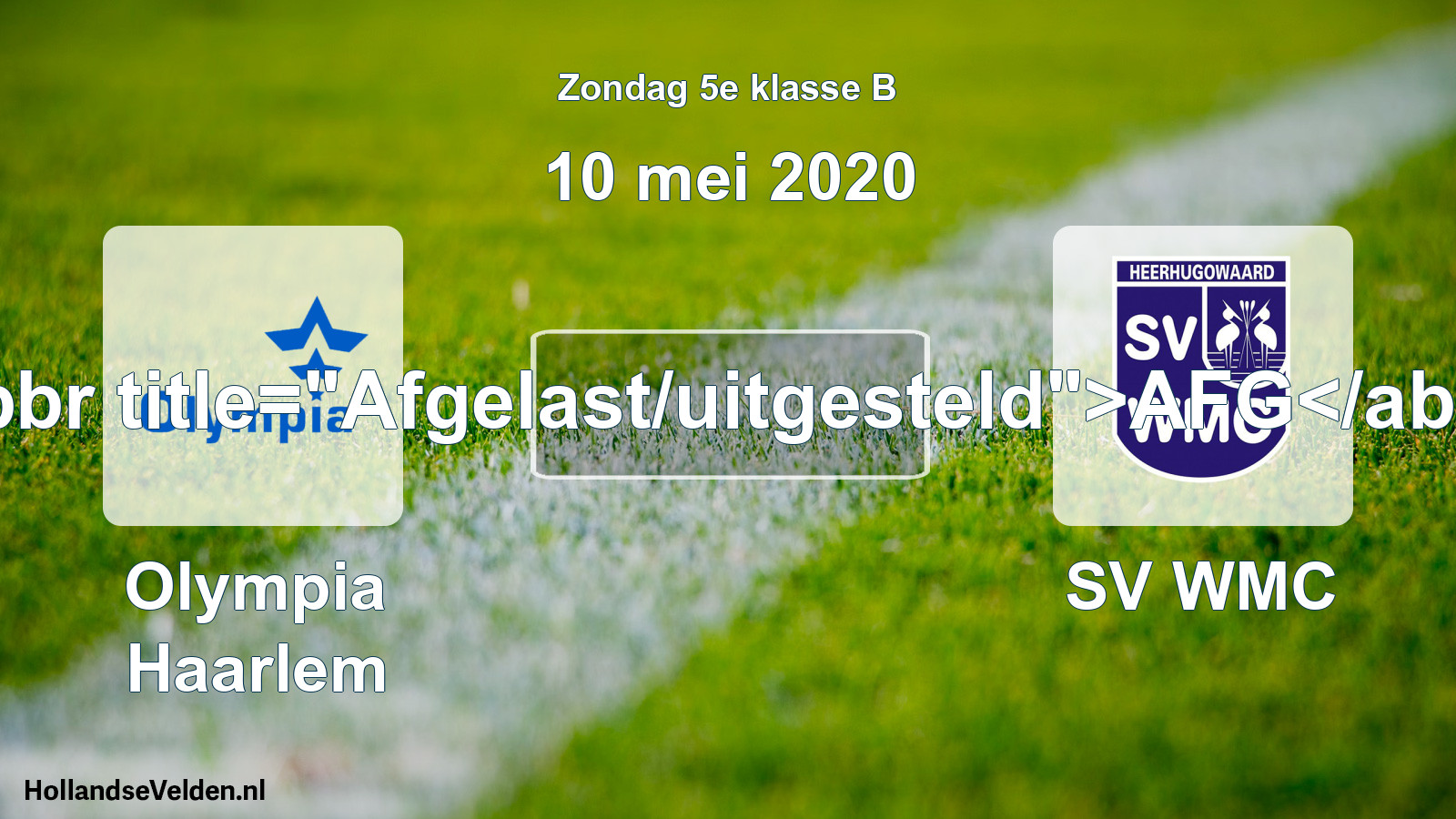 Scheduled Match: Olympia Haarlem - SV WMC (10 May 2020)