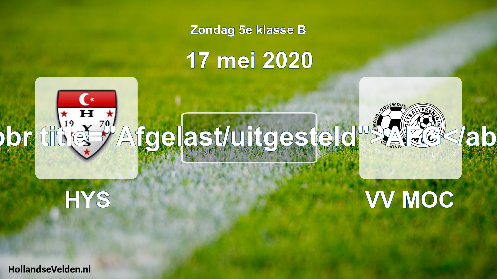 Scheduled Match: HYS - VV MOC (17 May 2020)
