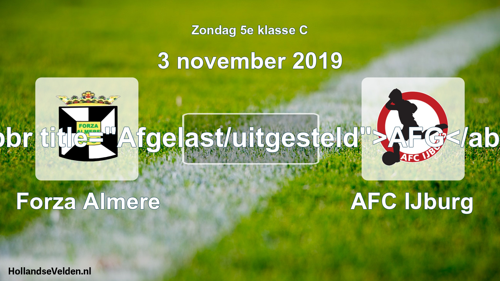 Scheduled Match: Forza Almere - AFC IJburg (3 November 2019)