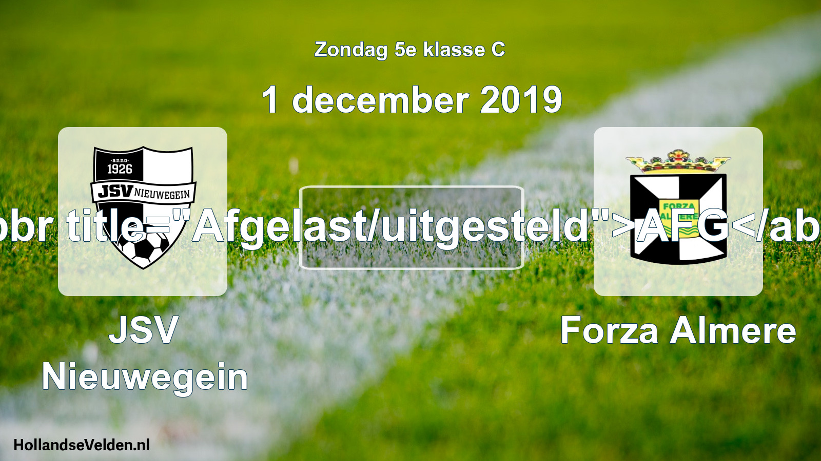 Scheduled Match: JSV Nieuwegein - Forza Almere (1 December 2019)