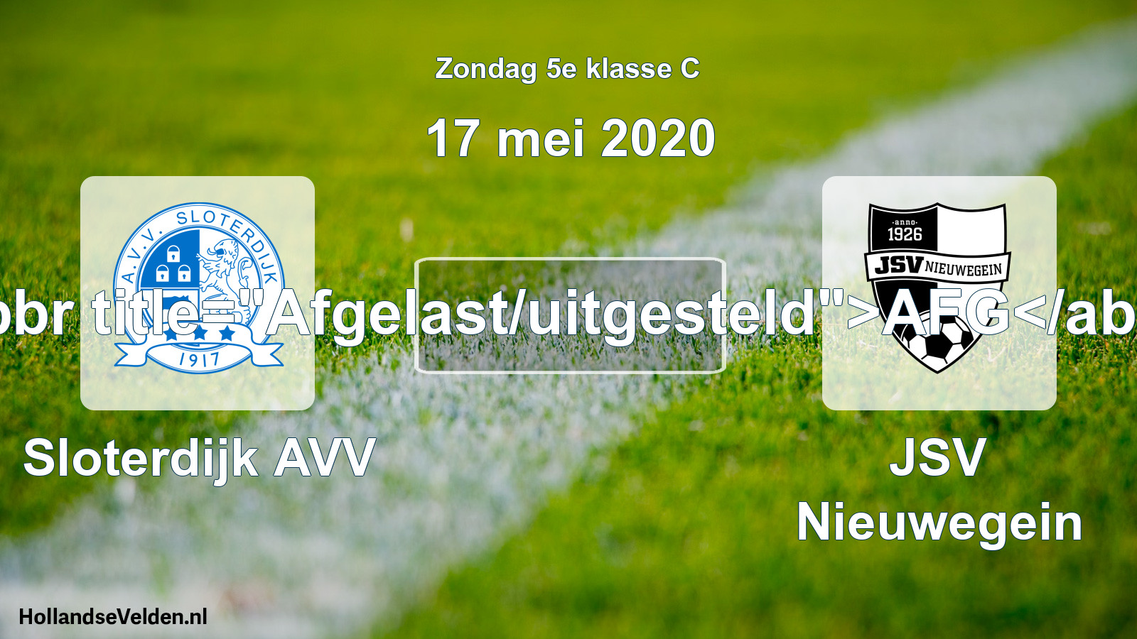 Scheduled Match: Sloterdijk AVV - JSV Nieuwegein (17 May 2020)