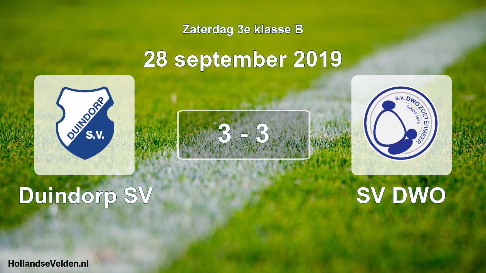 Total number of matches played: Duindorp SV - SV DWO 3 - 3 (28 September 2019)