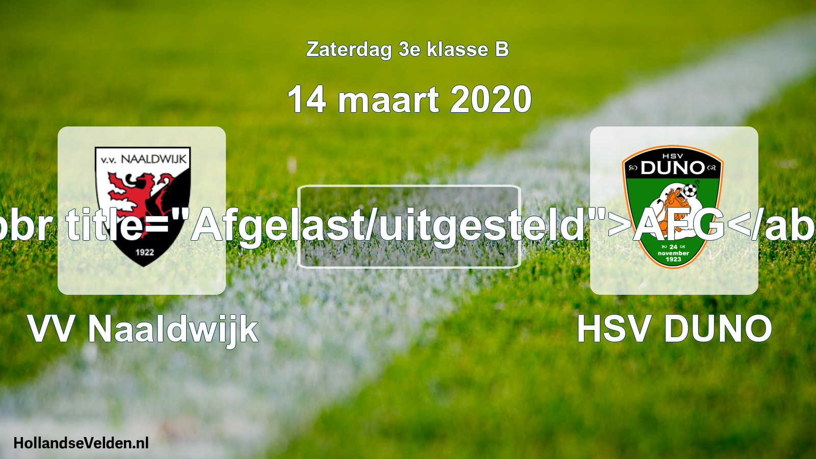 Scheduled Match: VV Naaldwijk - HSV DUNO (14 March 2020)