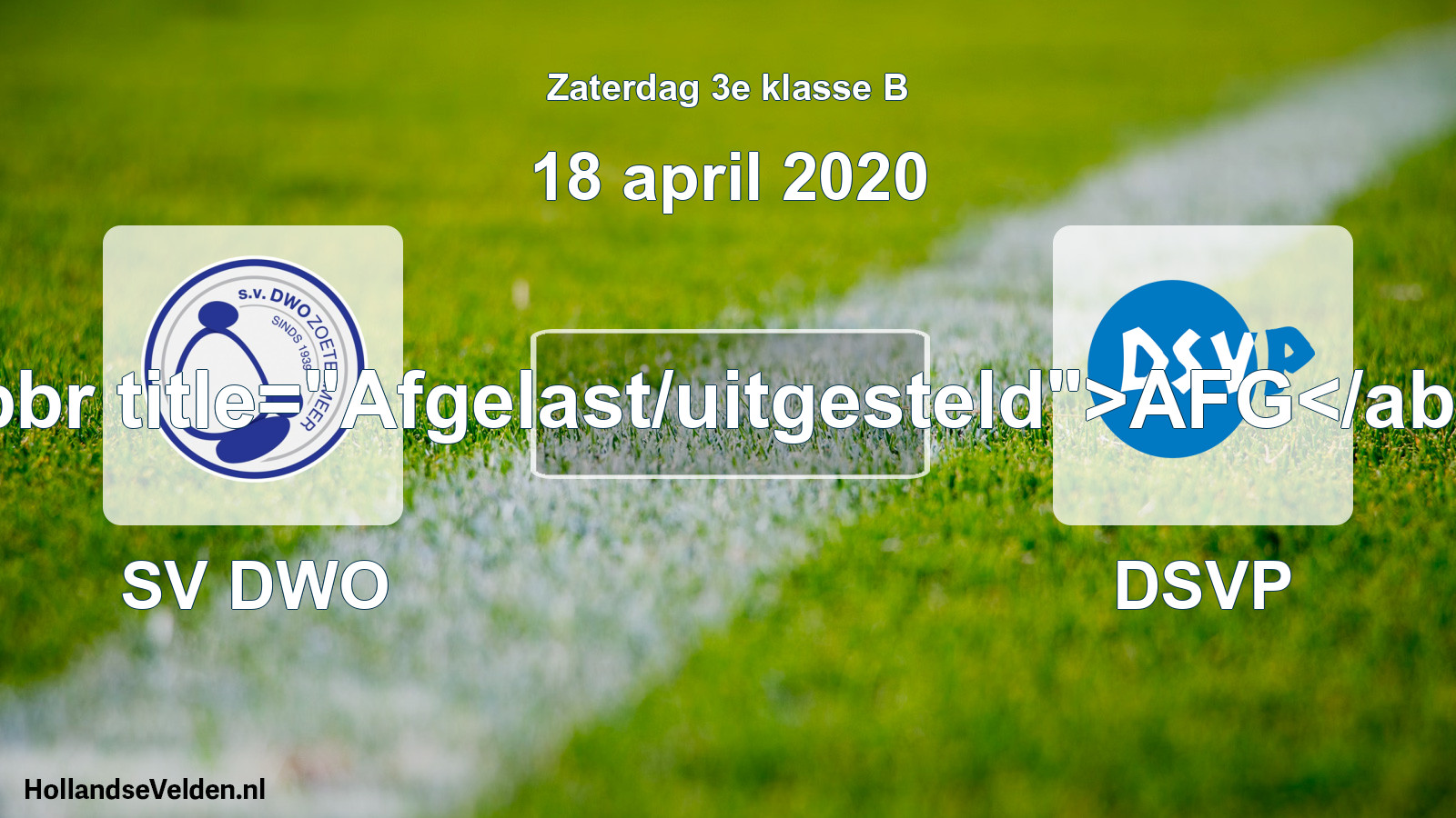 Scheduled Match: SV DWO - DSVP (18 April 2020)
