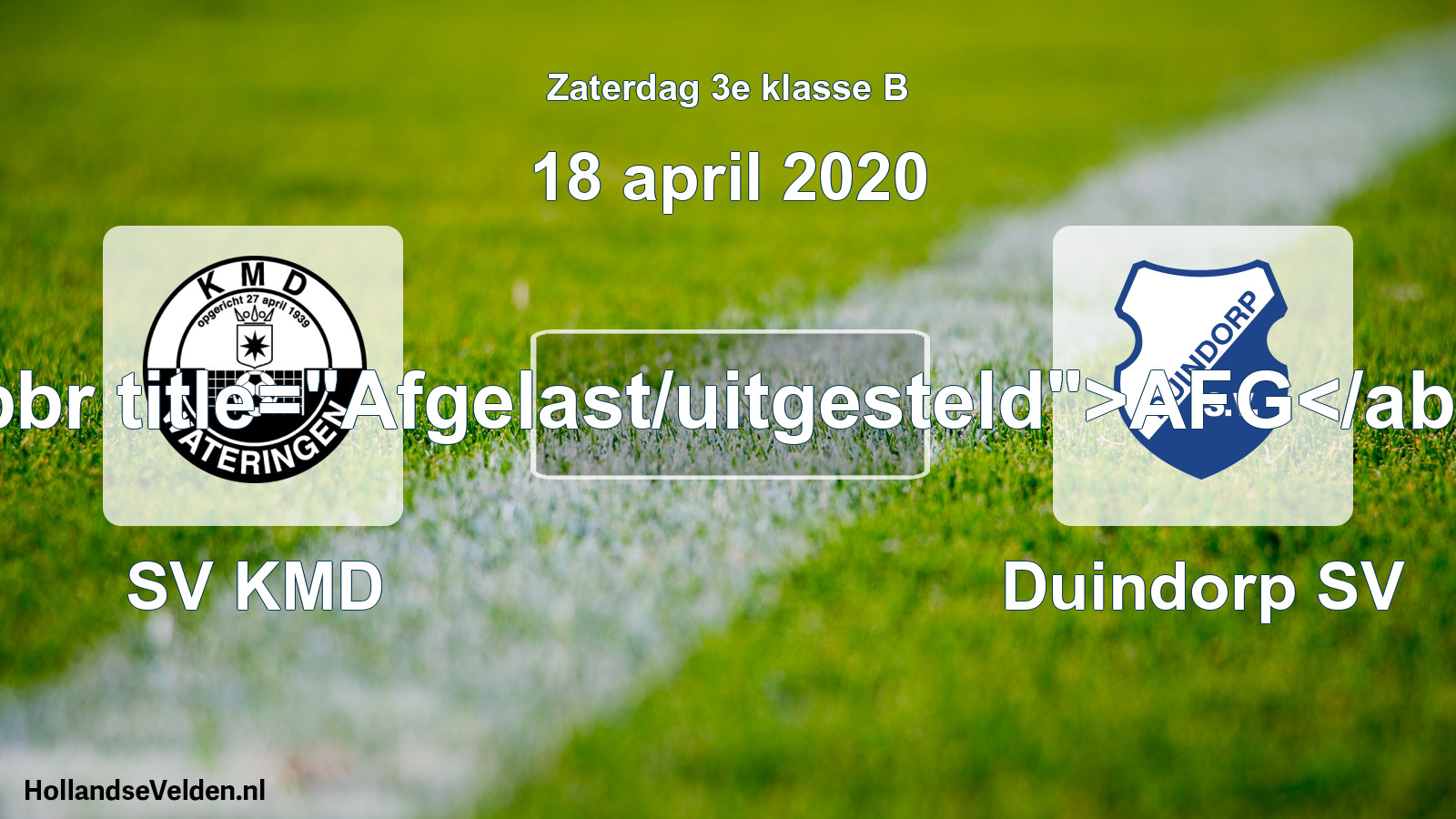 Scheduled Match: SV KMD - Duindorp SV (18 April 2020)
