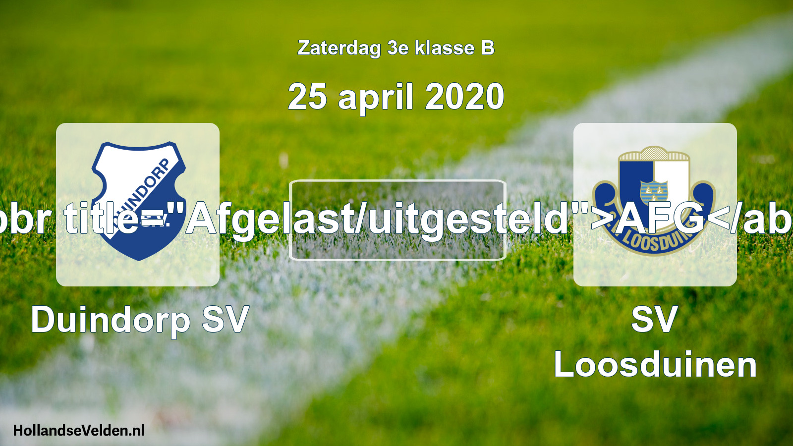 Scheduled Match: Duindorp SV - SV Loosduinen (25 April 2020)