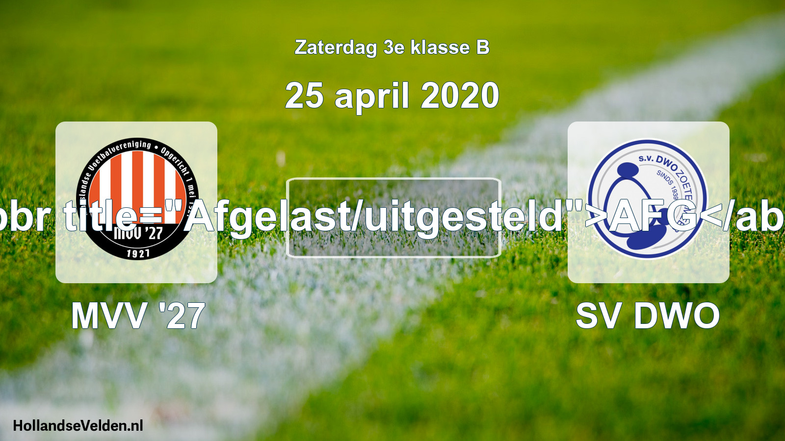 Scheduled Match: MVV '27 - SV DWO (25 April 2020)