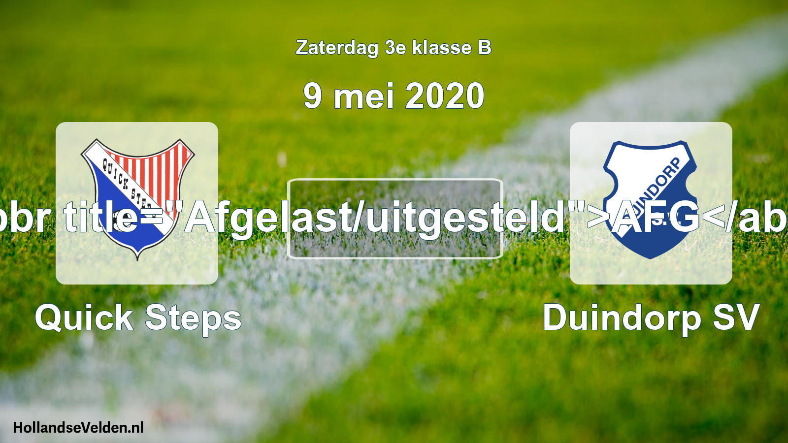 Scheduled Match: Quick Steps - Duindorp SV (9 May 2020)