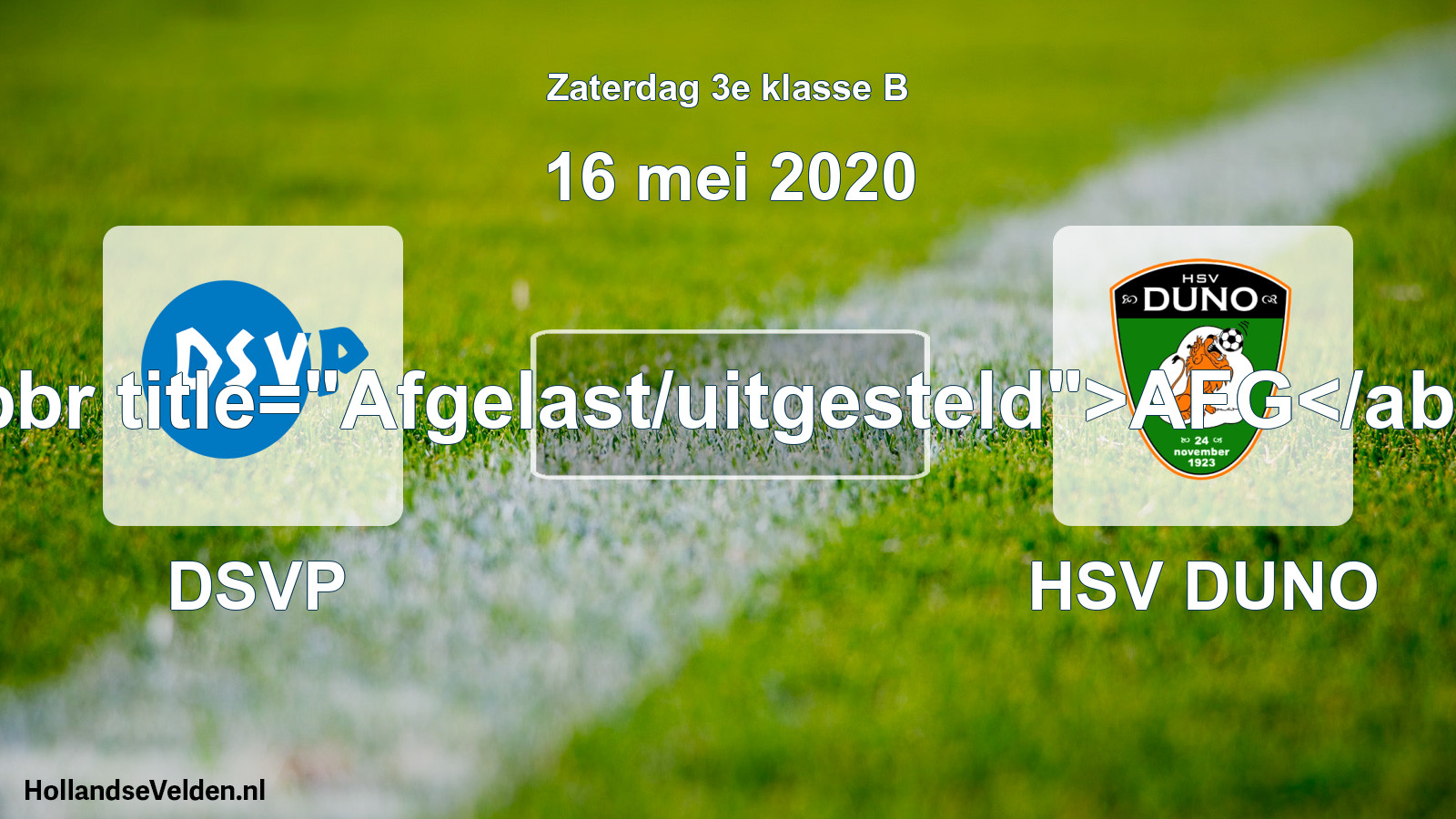 Scheduled Match: DSVP - HSV DUNO (16 May 2020)