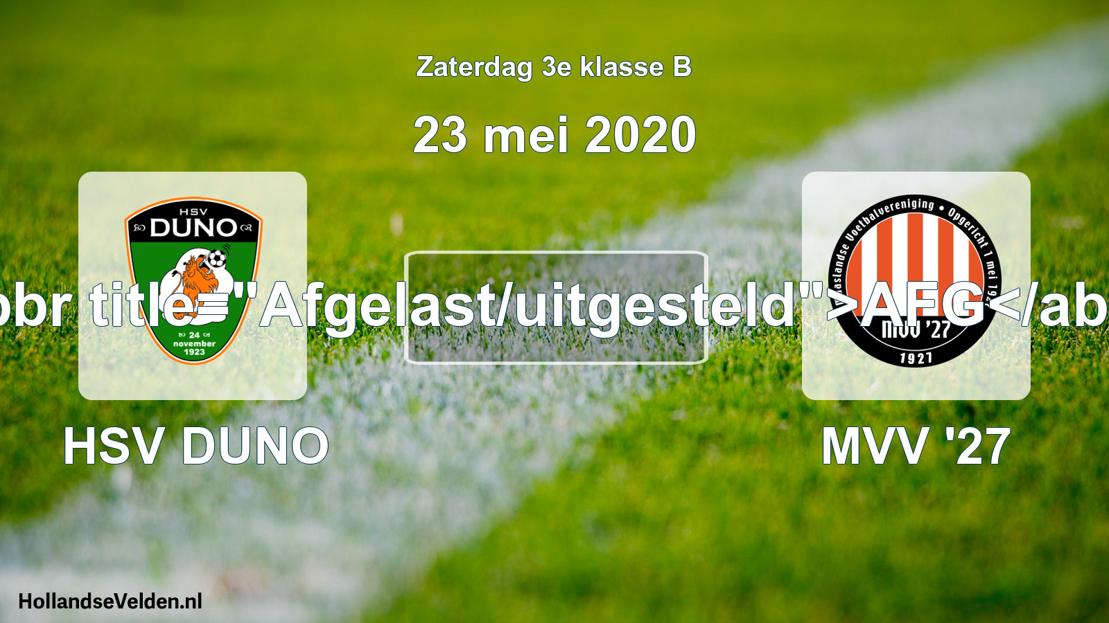 Scheduled Match: HSV DUNO - MVV '27 (23 May 2020)