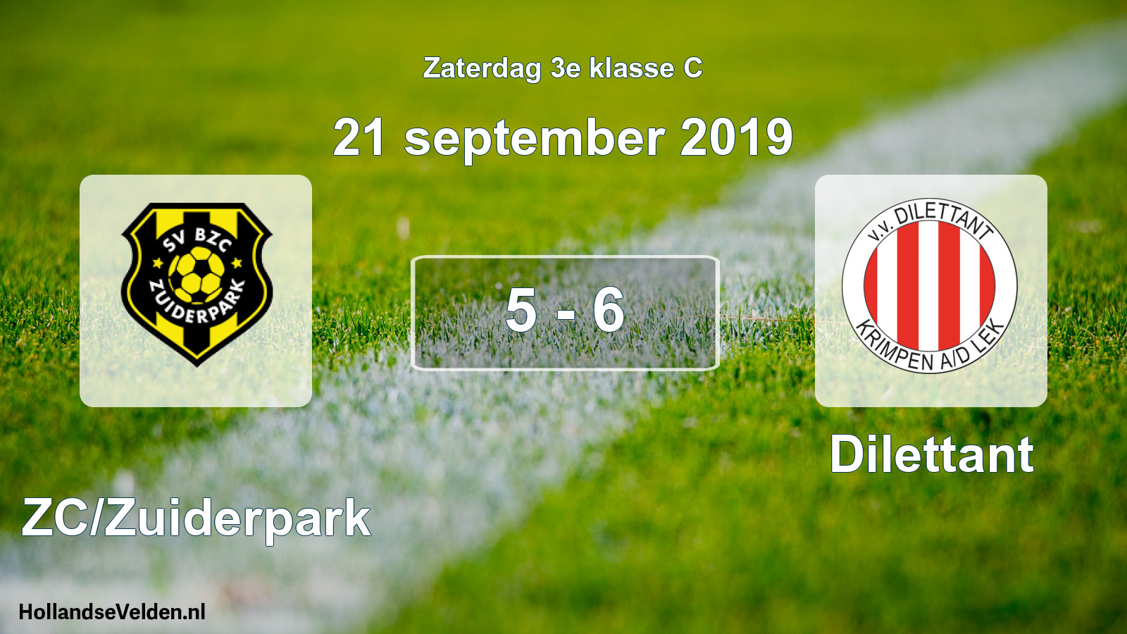 Total number of matches played: BZC/Zuiderpark - Dilettant 5 - 6 (21 September 2019)