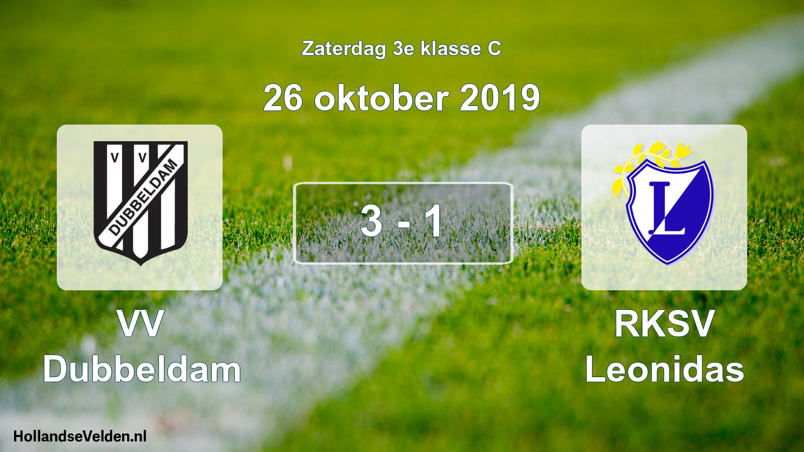Total number of matches played: VV Dubbeldam - RKSV Leonidas 3 - 1 (26 October 2019)