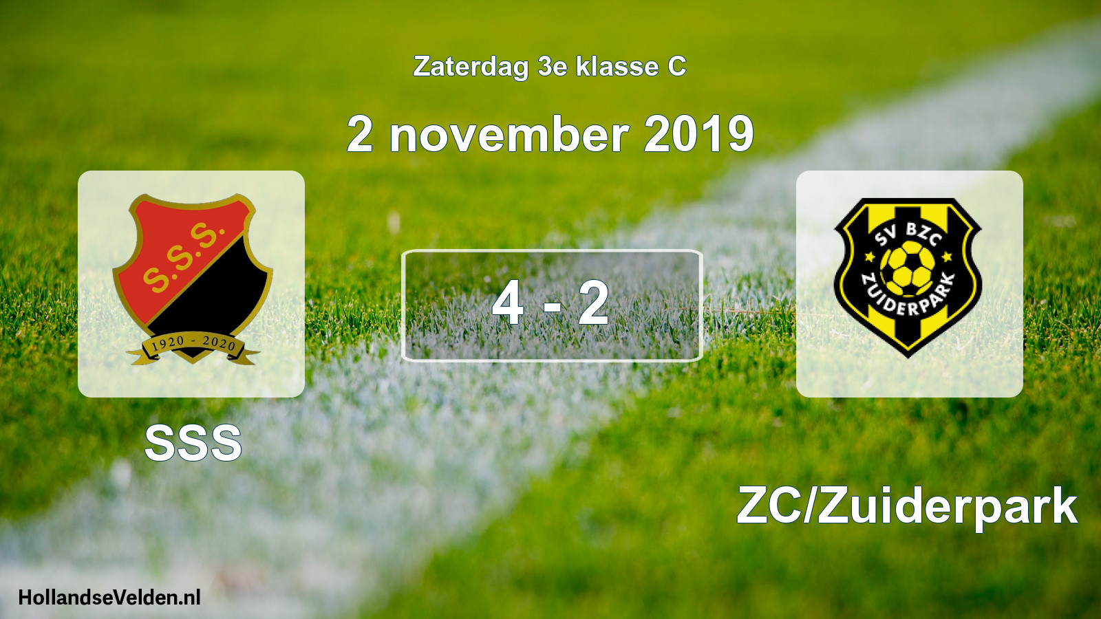 Total number of matches played: SSS - BZC/Zuiderpark 4 - 2 (2 November 2019)