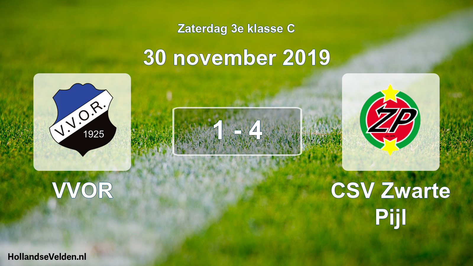 Total number of matches played: VVOR - CSV Zwarte Pijl 1 - 4 (30 November 2019)