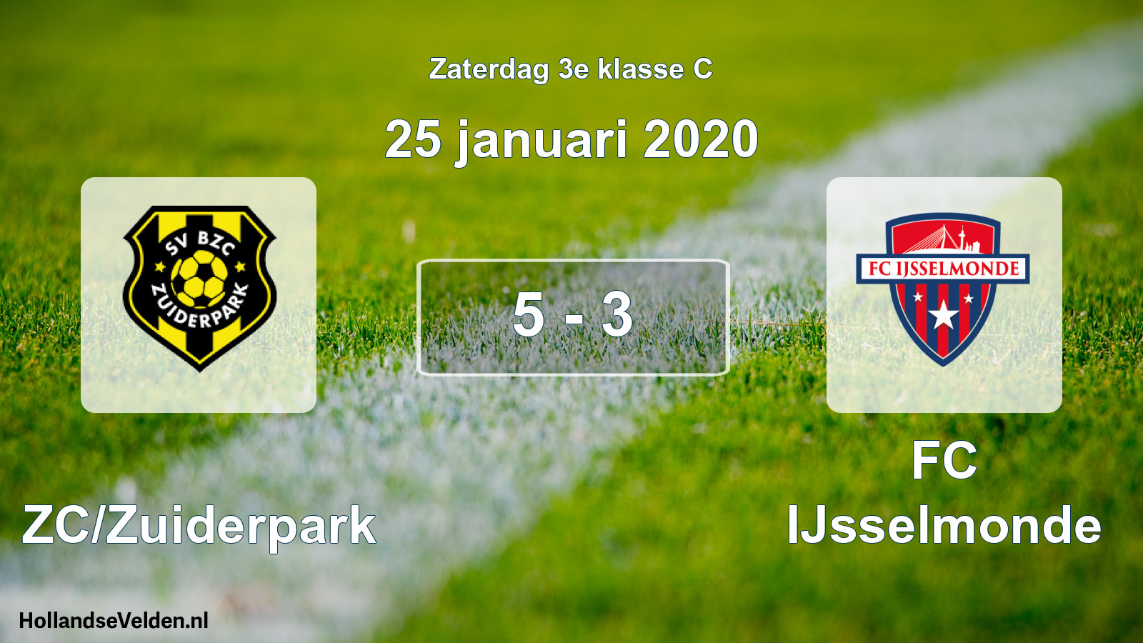 Total number of matches played: BZC/Zuiderpark - FC IJsselmonde 5 - 3 (25 January 2020)