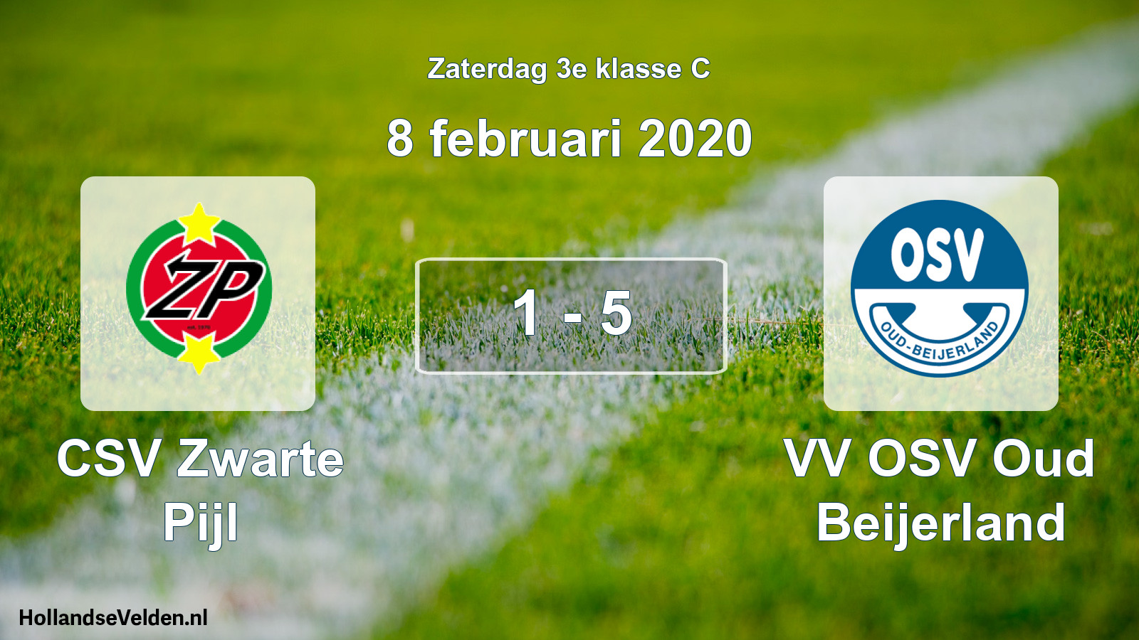 Total number of matches played: CSV Zwarte Pijl - VV OSV Oud Beijerland 1 - 5 (8 February 2020)