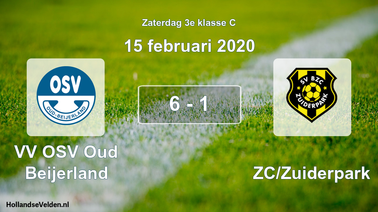 Total number of matches played: VV OSV Oud Beijerland - BZC/Zuiderpark 6 - 1 (15 February 2020)