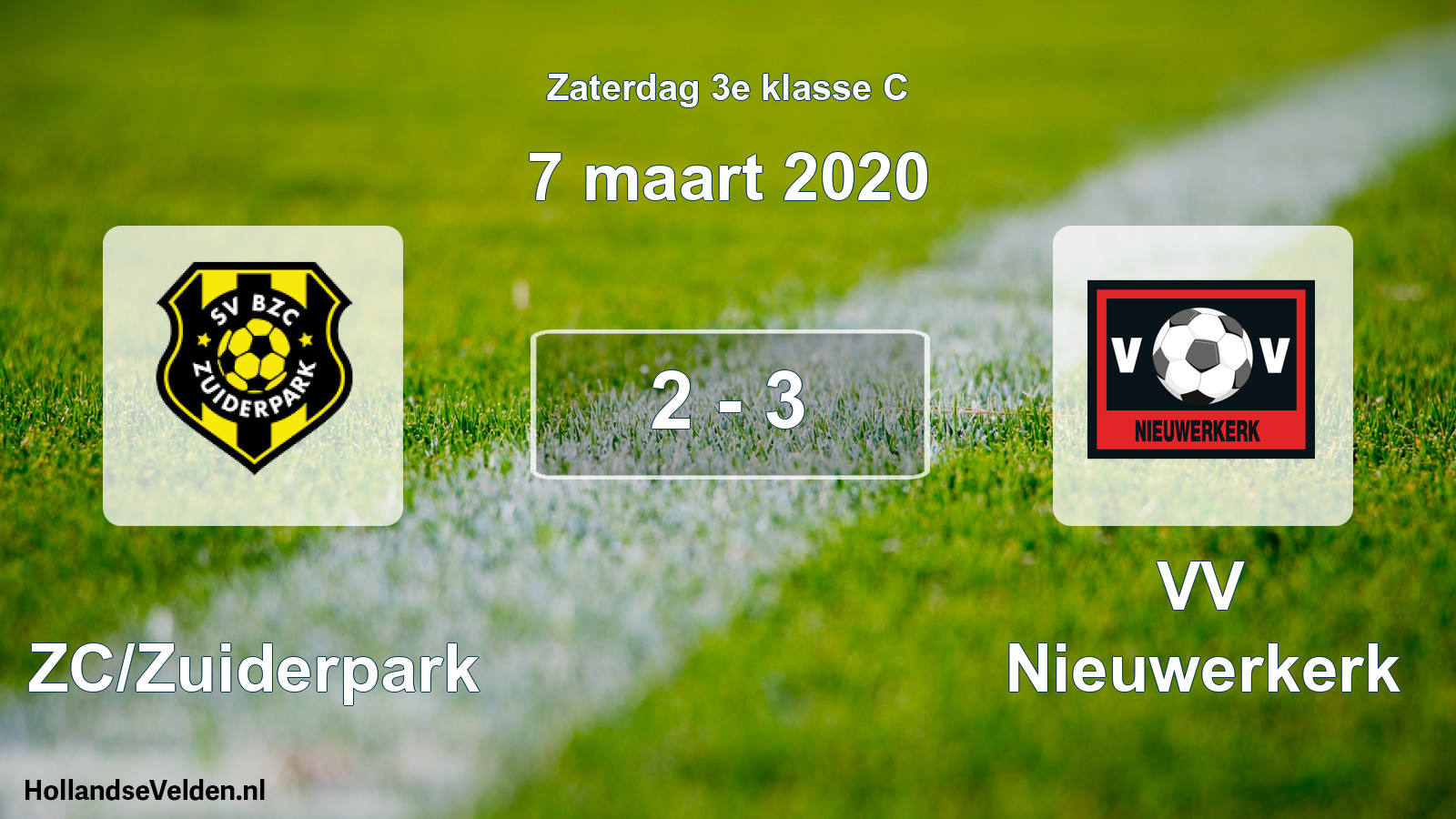 Total number of matches played: BZC/Zuiderpark - VV Nieuwerkerk 2 - 3 (7 March 2020)
