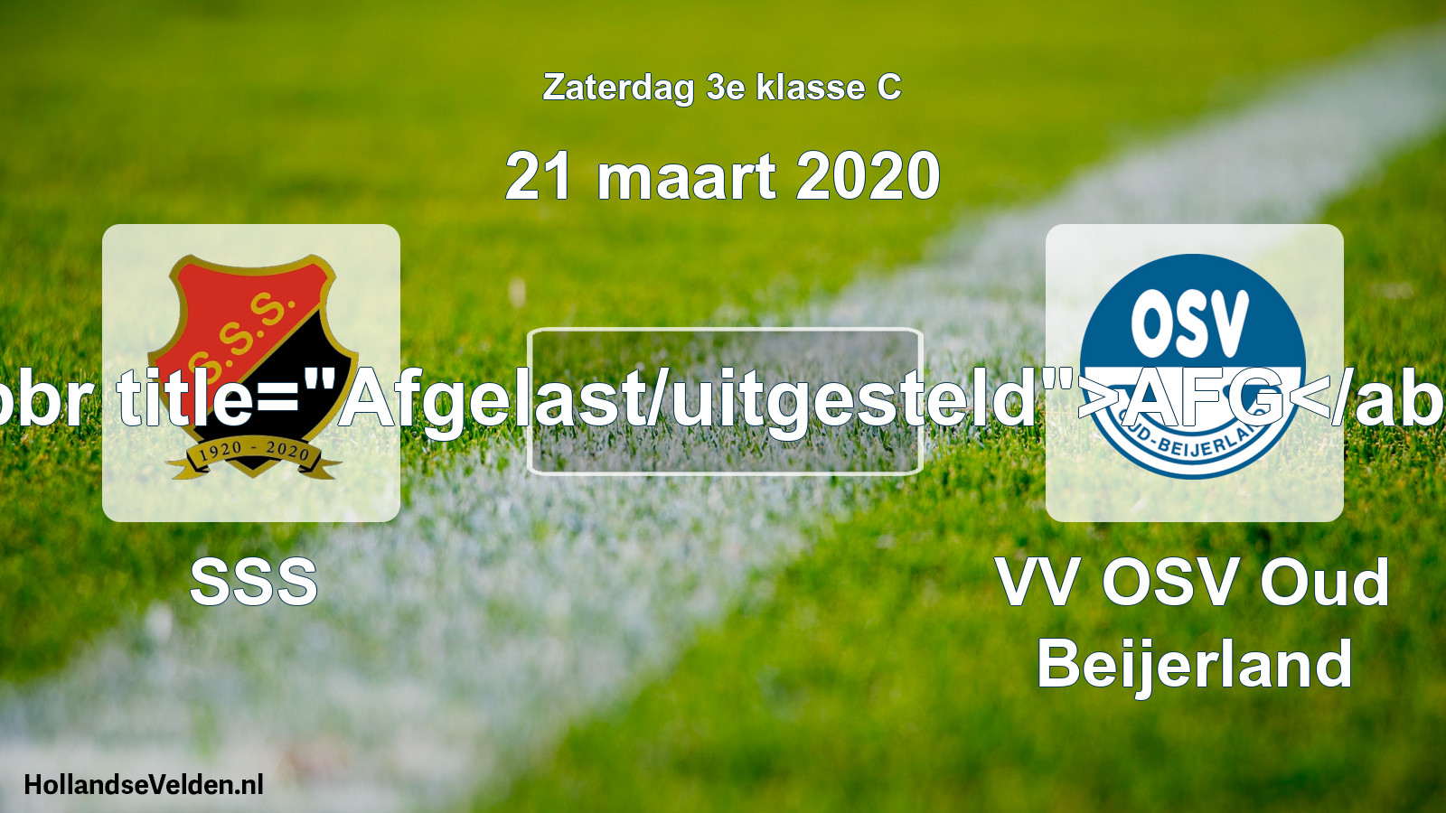 Scheduled Match: SSS - VV OSV Oud Beijerland (21 March 2020)