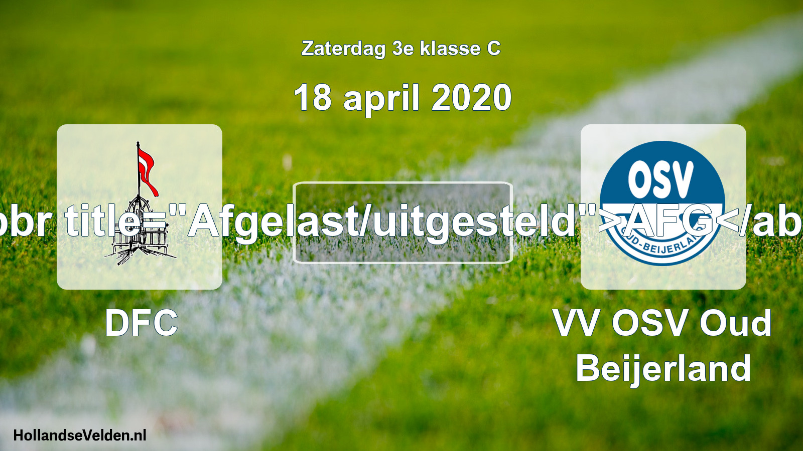 Scheduled Match: DFC - VV OSV Oud Beijerland (18 April 2020)